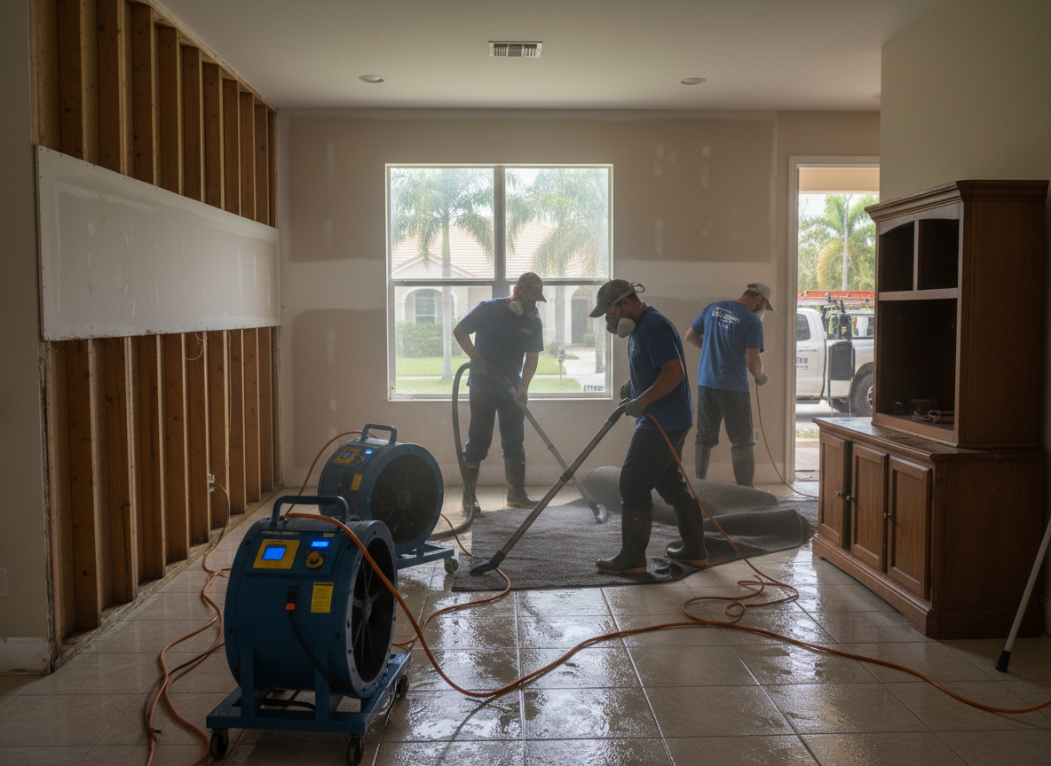 water damage restoration work by Mold Damage Restoration Wellington in Wellington, Florida